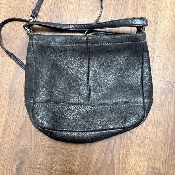 Coach Park Hobo Black Pebbled Leather Crossbody Bag Teal Lining Zip Top Purse - Image 3