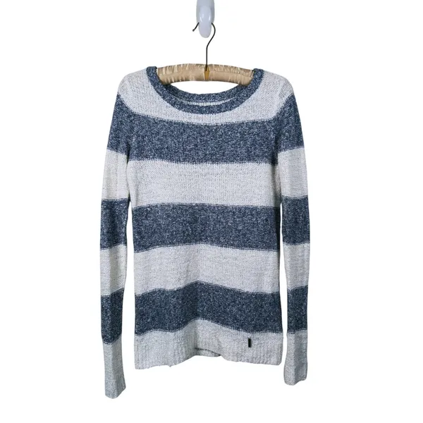 Y2K Abercrombie & Fitch Striped Sweater Womens S Blue White Preppy 2000s Bella - Image 2