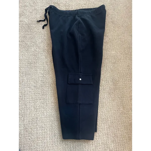Amber Sun Cargo‎ Capri Pants Womens L Navy Blue Cropped Wide Leg Loungewear - Image 5