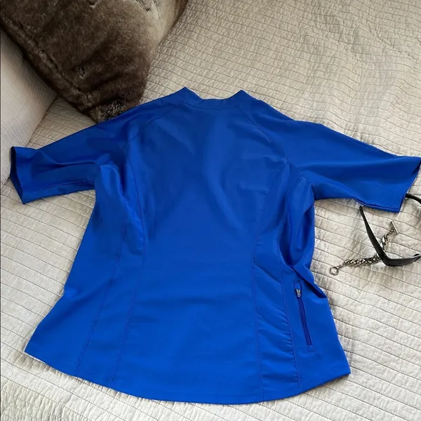 Coolibar blue freestyle, short sleeve rash guard large UPS 50+ women​ - Image 10