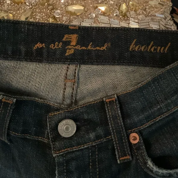7 for All Mankind Low Rise Boot Cut Jeans 24 X 32 - Image 10