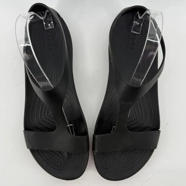 Crocs Serena T-Strap Open Toe Flip Sandal Black Women 11 Slingback Casual - Image 3