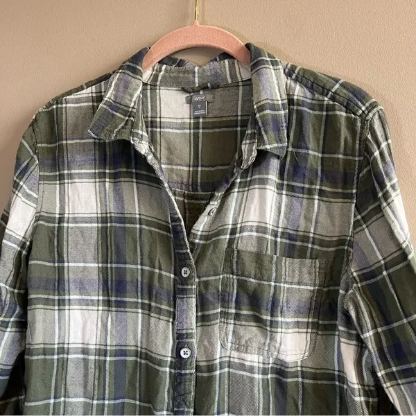 ✨ Aerie Women’s Green Plaid Button Down Shirt XS‎ - Image 2