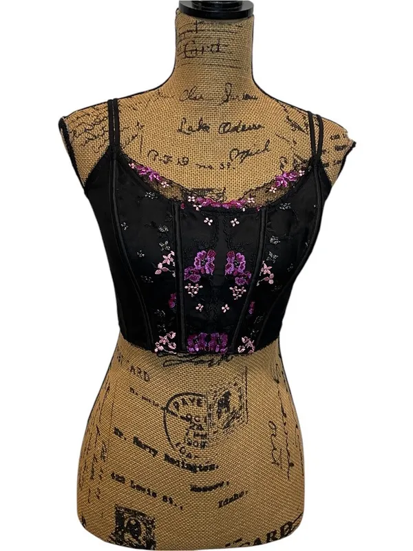 Victoria's Secret Very Sexy Floral Embroidery Corset Top Size - Image 3