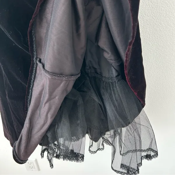 Jessica McClintock Gunne Sax Black Red Velvet Skater Dress - Image 7
