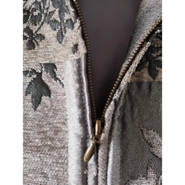 Coldwater Creek Brown Patchwork Tapestry Vest Fur Collar Size Med READ - Image 3