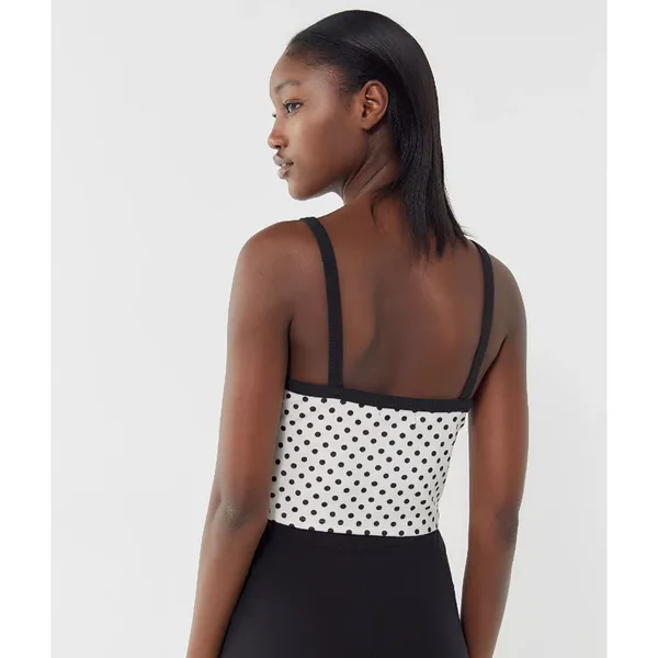 🌙 UO Rae Velvet Cropped Tank Top in White Polka Dot - Image 3