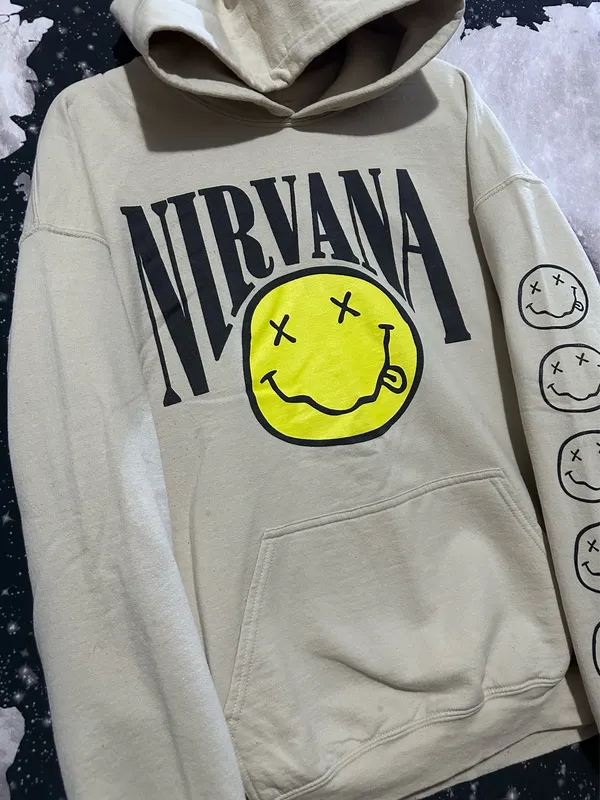 Nirvana Rock Band Smiley Face Logo Hoodie - Image 3