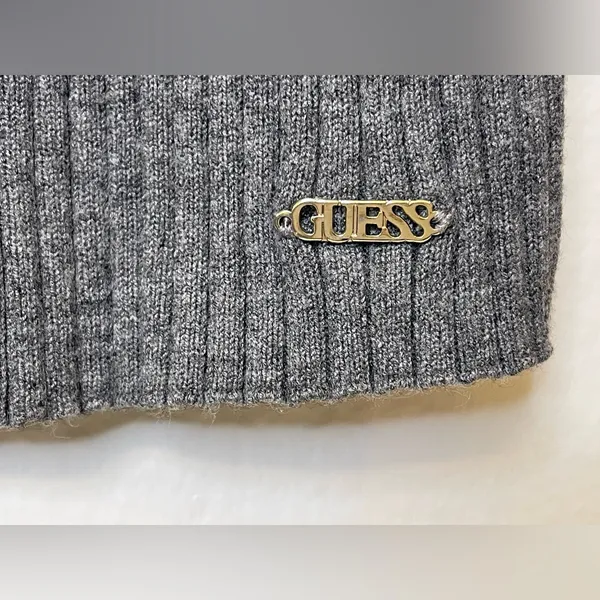 Guess Women’s Gray Ribbed V-Neck‎ Long Sleeve Open Back Top Size M - Image 6