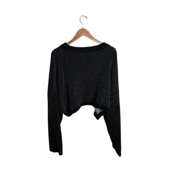 Out From Under Cropped Knit Sweater Black Bow Graphic UO Size L OVERSIZED - Image 5
