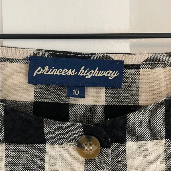 MODCLOTH x PRINCESS HIGHWAY Isabelle Dress Gingham Plaid Cotton Linen Size 10 - Image 11