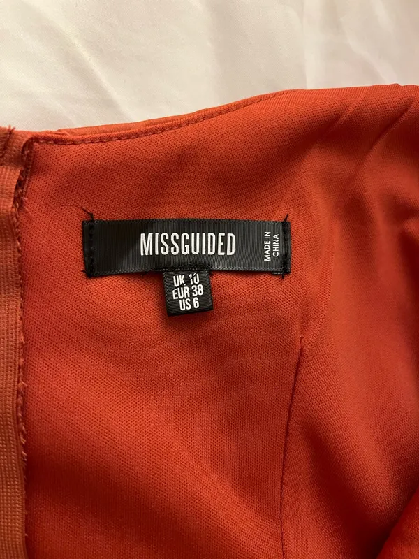 Missguided Satin Ruffle Burnt Orange Dress - Image 4