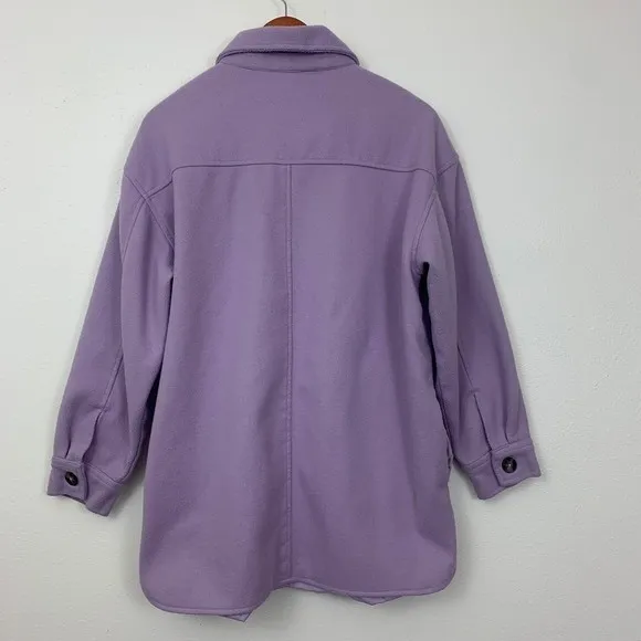 Forever 21 Women's S‎ Lavender Purple Oversized Button Up Shacket Shirt Jacket - Image 3