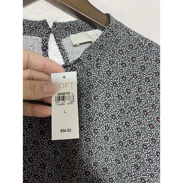 LOFT Large Blouse Floral Retro Ballon Long Sleeve High Neck NEW Preppy Career - Image 5