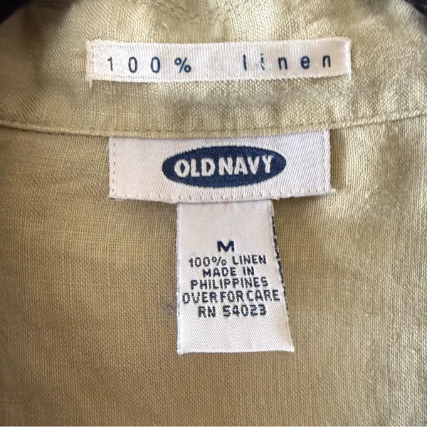 Old Navy Sage Short-Sleeve Button Front Linen Top - Image 3