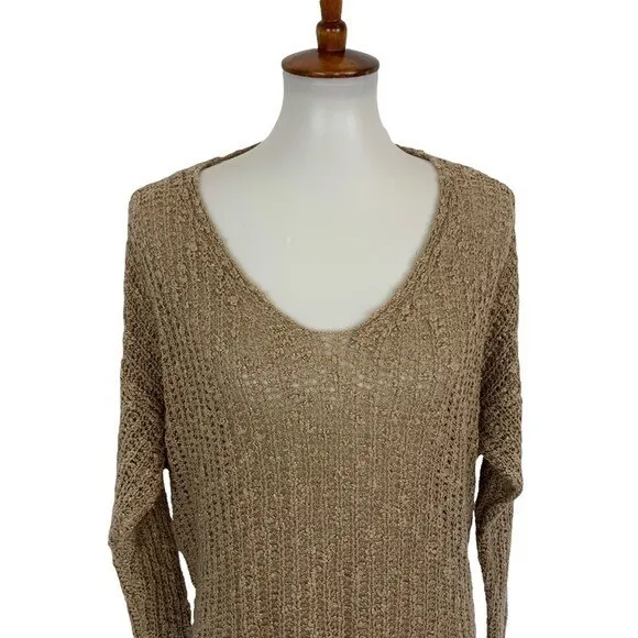 Altard State‎ M L Beige Open Back Twist Knit Sweater Boho Chic Cozy Pullover - Image 2