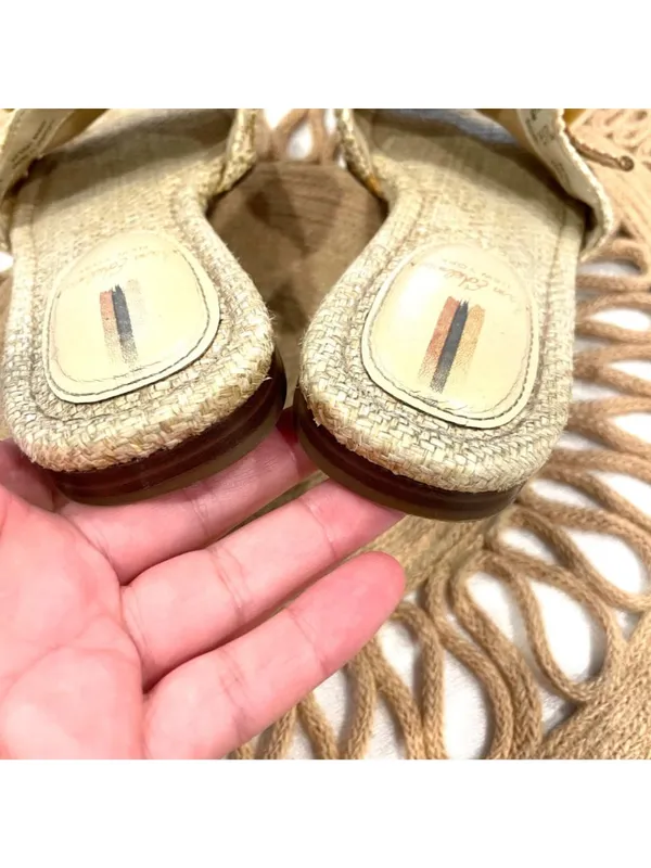 Sam Edelman Bambi Raffia Buckle Slide Sandal Tan Buttercup Size 6.5 - Image 11