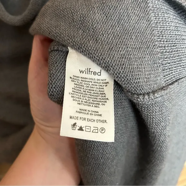 Wilfred Aritzia Cyprie Sweater 100% Merino Wool Mock Turtleneck Gray Size XS - Image 3
