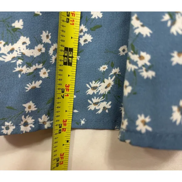 Ditsy‎ Floral Dress Blue Ruffle Cap Sleeve Smocked Waist Boho Cottage Garden S - Image 8