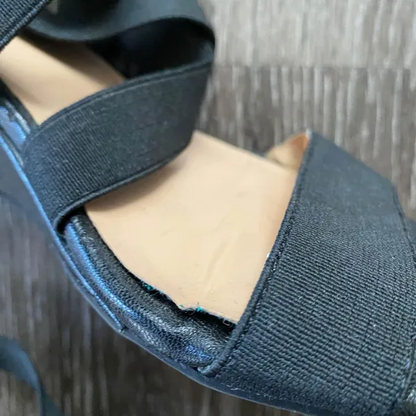 Liz Claiborne Black Elastic Strap Wedges Women's Size 7.5 - Image 8
