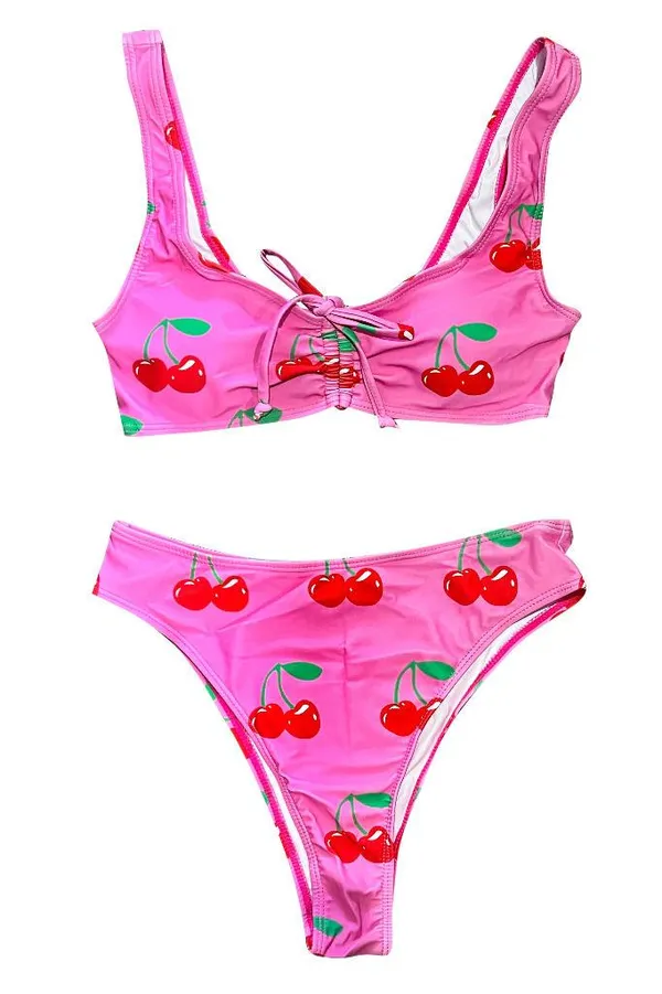 Tunnel Vision Cherry High-waisted Bikini Set - Image 3