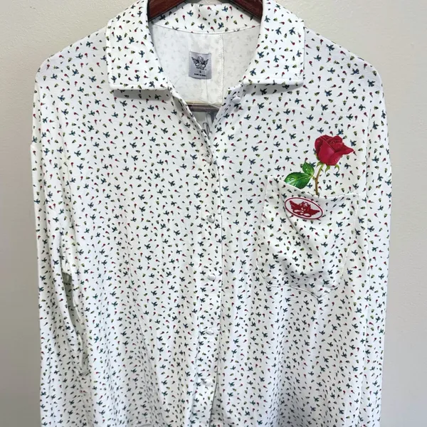 Boys Lie Women's Dainty Daisy's Button‎ Down PJ Top White Floral Angel Sz S NWT - Image 6