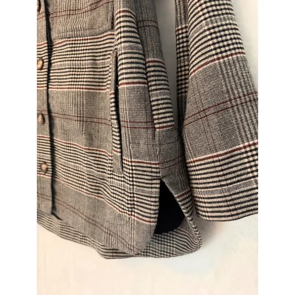 Madewell Glen Plaid Shirt Jacket Shacket Grey Brown‎ NB593 Womens Small S - Image 8