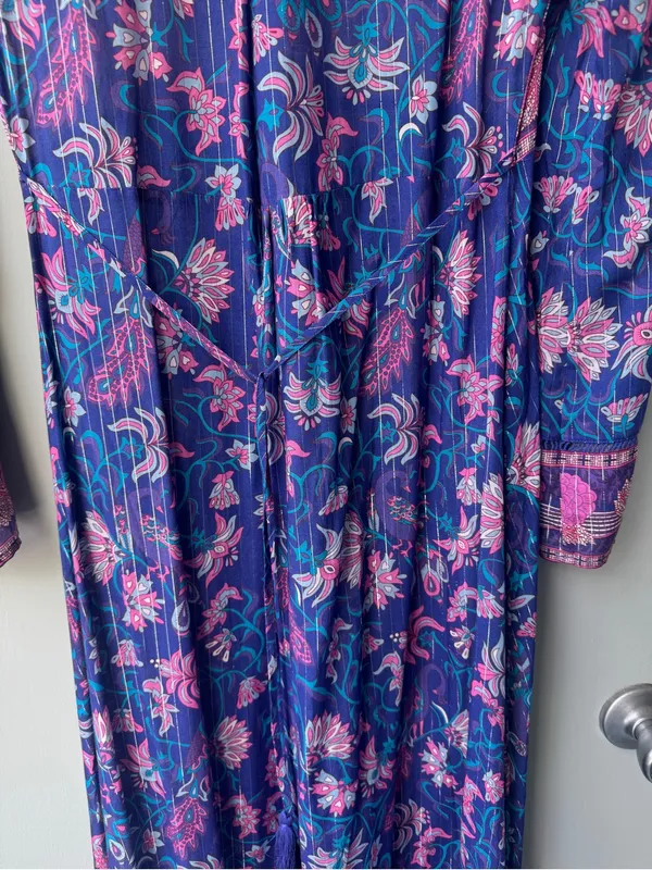 Arnhem Blue-Purple Floral Button Maxi Dress - Image 5