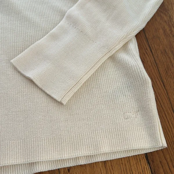 Vineyard vines Cream popover open collar knit polo Sweater poly wool blend M - Image 3