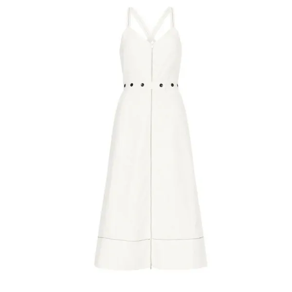 Rent the runway sz 4 proenza schouler solid white zipper down front sundress - Image 3
