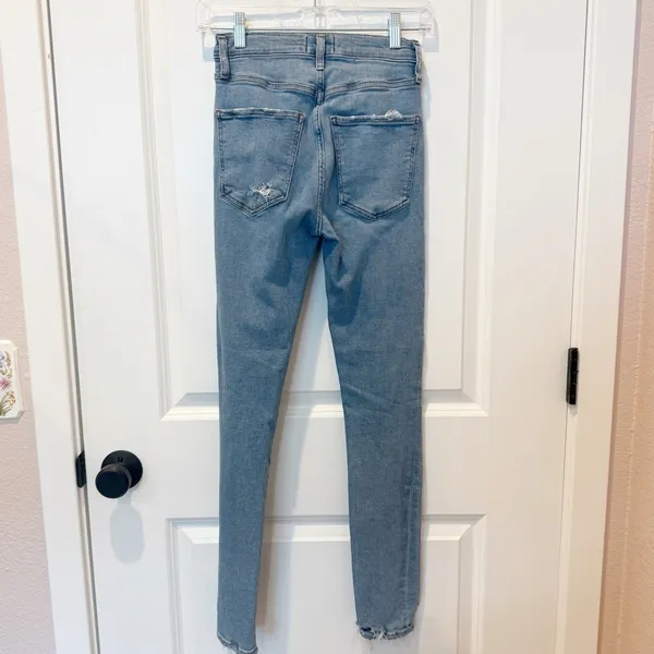 Agolde Womens Denim High Waist Jeans Sz 25 Stretch Comfort Chewed Hem Distress - Image 3
