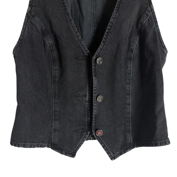 Agolde Heller Sleeveless Black Denim Button Front Structured Vest Spider XS - Image 8