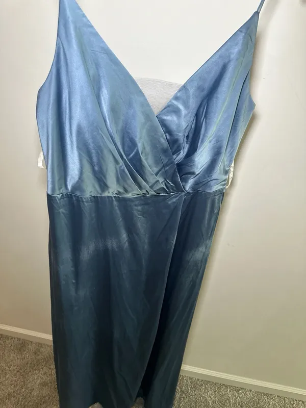 DB Studio Celebrate Satin V-Neck Maxi Dress Blue Size 14 - Image 6