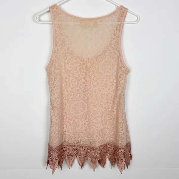 A'Reve Top Paisley Print Lace Bottom Sleeveless Peach Size Medium - Image 2