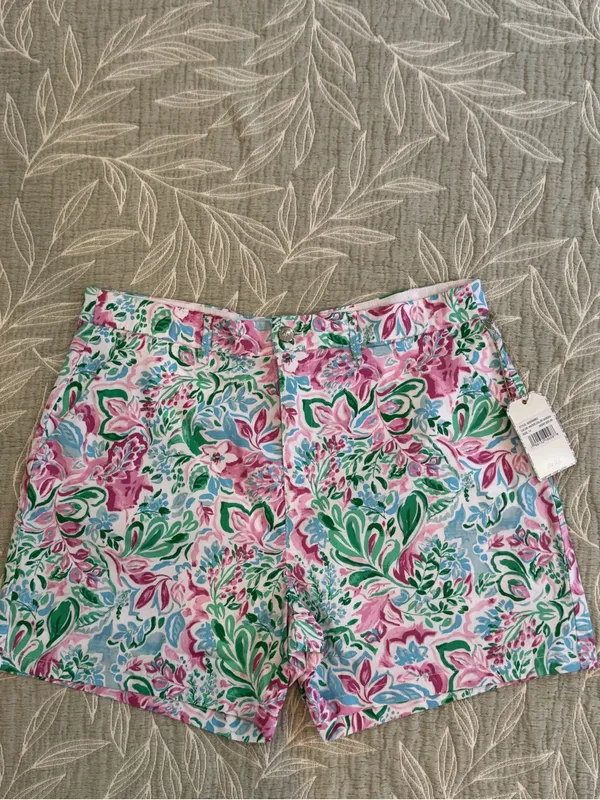 Floral Print Women’s Bermuda Shorts in Pink and Green - Image 2
