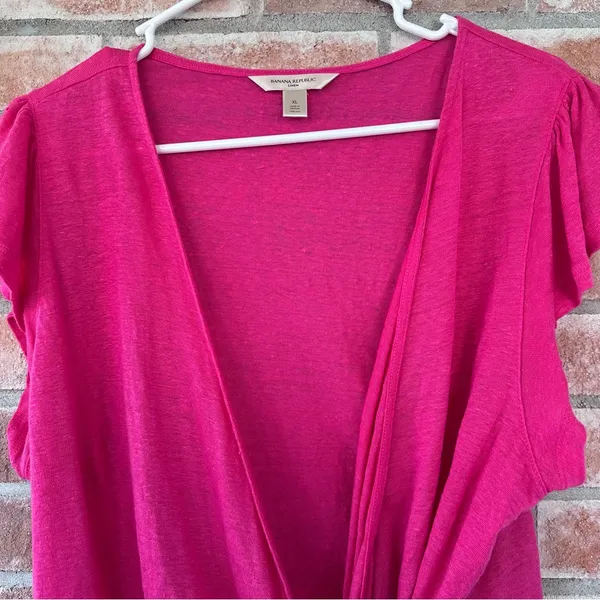 Banana Republic Linen Y2K Top Women’s XL Wrap Pink Tortoiseshell Ring Resort - Image 2