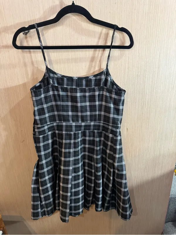 Divided Black & White Plaid Spaghetti Strap Mini Dress Size Small - Image 3