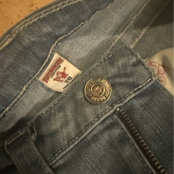 vintage True Religion Blue SkinnyJeans 28 lowrise ankle skny string crystal - Image 5