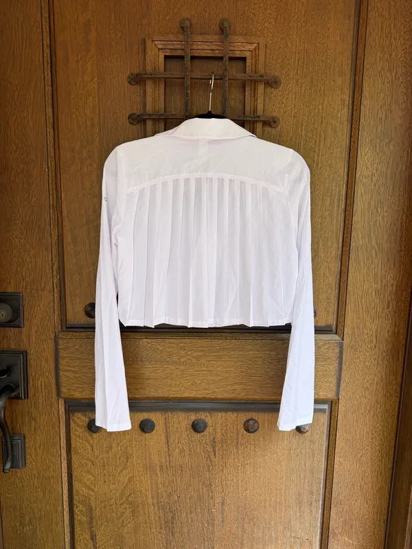 ALO White Cropped Long-Sleeve Shirt Size L - Image 5