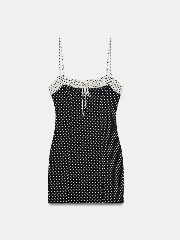 Nwt Zara Combination Polka Dot Mini Dress Size Xs - Image 6