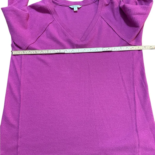 Wildfox Magenta Pink Waffle‎ Knit V-Neck Long Sleeve Top Cozy Casual Sz L - Image 5