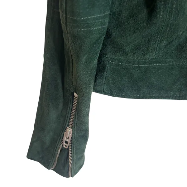 Blank NYC Suede Moto Jacket Forest Green Leather Biker 73K-9592NO Small - Image 6