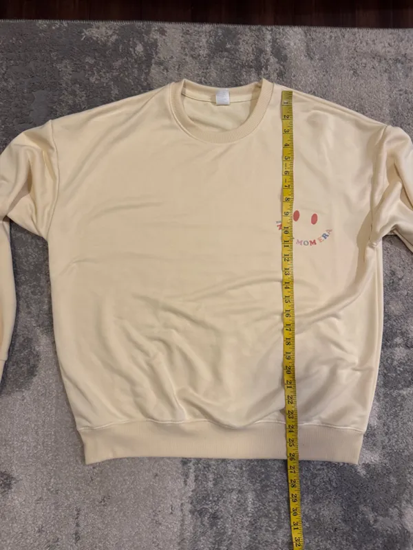 Source Unknown Women’s In My Mom Era light Yellow Smiley Crewneck Sweatshirt - Image 6
