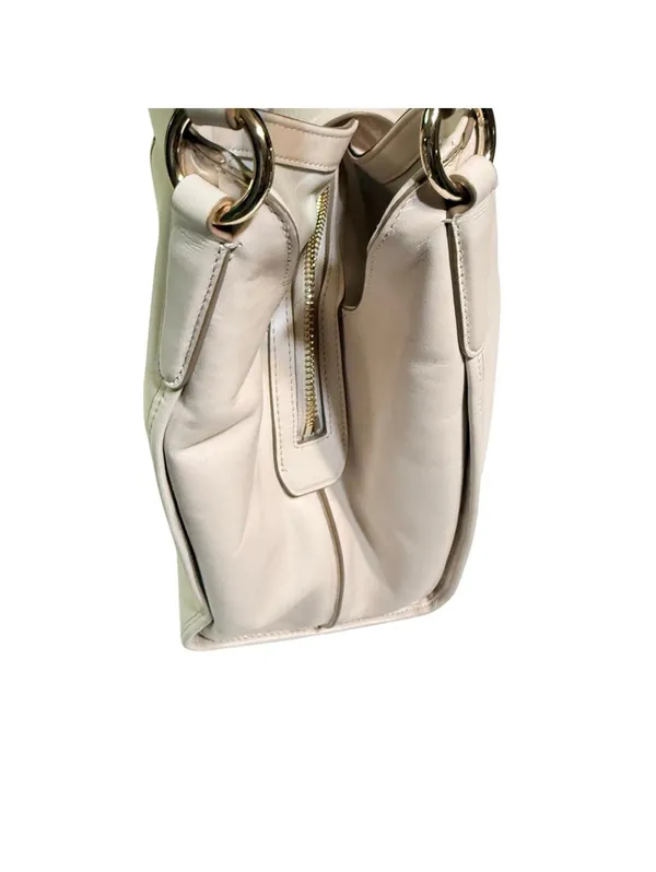 Coach Leather Shoulder Bag Classic Elegant Cream Medium - Image 3