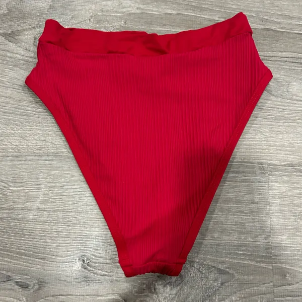NEW L*Space Red Bitsy Cut High Waist Bikini Bottom - Image 3