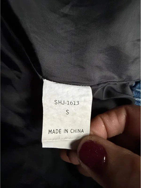 Sweet Habit Light Wash Denim Puffer Jacket, Size S - Image 8