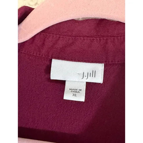 J. Jill Button Down Shirt Burgundy XL Women Pintuck Rayon Long Sleeve Tunic - Image 5