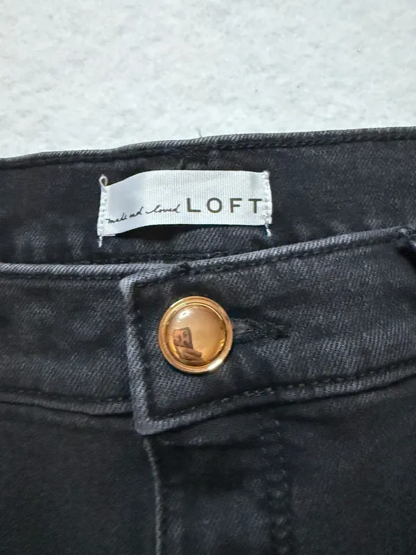 LOFT High Rise Side Stripe Velvet Wide Leg Jeans in Black - Image 3
