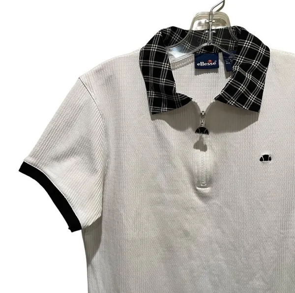 Ellesse Short Sleeve Polo Tee Shirt Golf Tennis White Size Medium - Image 3