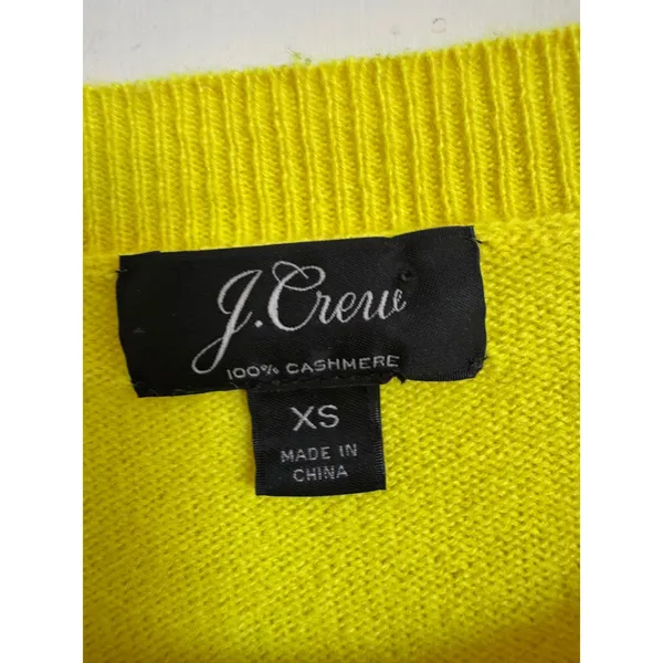 J.Crew bright‎ yellow cashmere crewneck sweater size xs - Image 2
